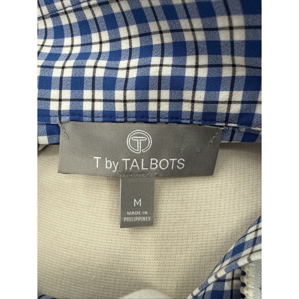 T by Talbots Womens Blue Plaid Lightweight Zip Windbreaker Size Medium Coastal - Picture 6 of 10